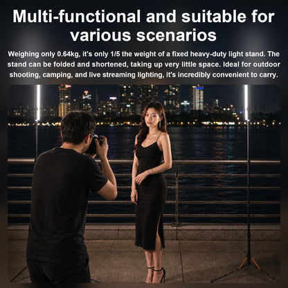 FOMITO Ultra-Flat Portable Light Stand 70"/86.6" Adjustable Aluminum Photography Tripod Stand for DJI Pocket 3, Cameras, Ring Light & Projectors (Model: FMT-DJ-F220)