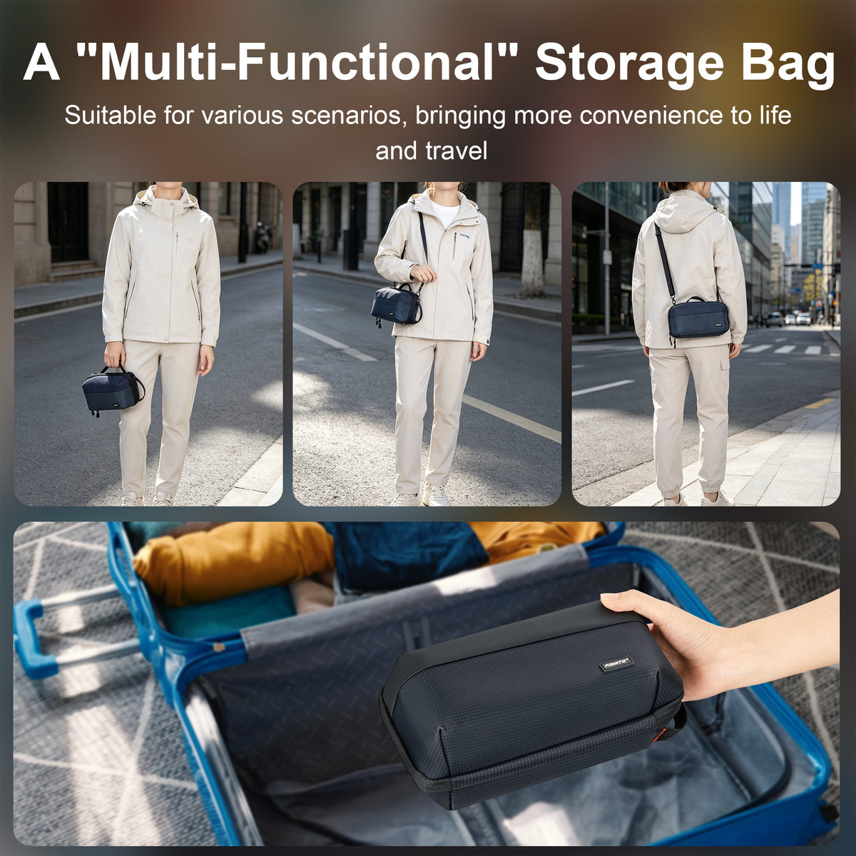 FOMITO Accordion EDC Tech Organizer Pouch - Versatile Camera Accessories Sling & Storage Bag for DJI Pocket 3, Microphones & Cables