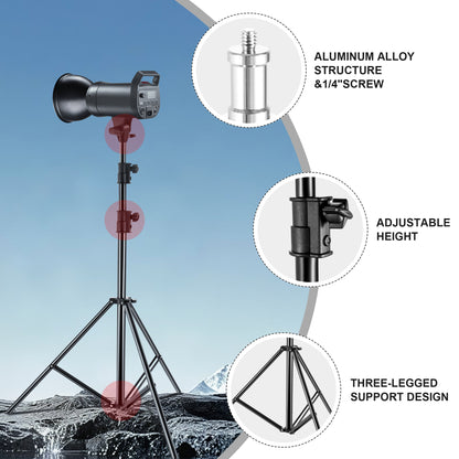 FOMITO 110" / 2.8M Air-Cushioned Heavy Duty Light Stand, Professional Aluminum Studio Photography Tripod with 1/4" Screw, Max Load 17.6 lbs/8kg for Softbox, Strobe Light & Video Lights (Model FMT-DJ-QD280)