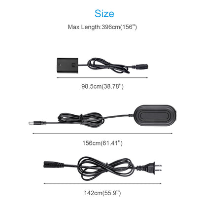 FOMITO NP-FW50 CONTINUOUS POWER SUPPLY FOR SONY ALPHA CAMERAS - FW50 AC POWER ADAPTER WITH A7III DUMMY BATTERY - COMPATIBLE WITH Sony A7000 A6500 A6400 A6300 A6100 A6000 A5100 A5000 A7 A7II A7RII A7SII A7S A7R A35 A37 A55 RX10 Camera-F0093