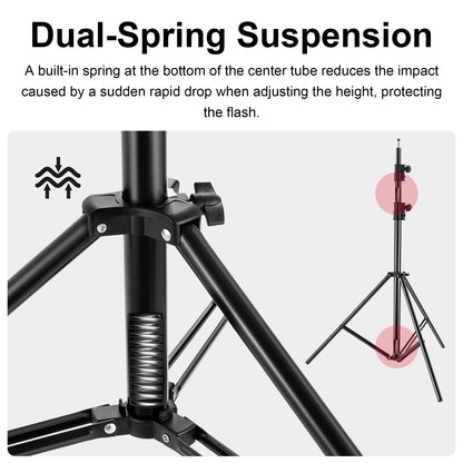 FOMITO 110" / 2.8M Air-Cushioned Heavy Duty Light Stand, Professional Aluminum Studio Photography Tripod with 1/4" Screw, Max Load 17.6 lbs/8kg for Softbox, Strobe Light & Video Lights (Model FMT-DJ-QD280)