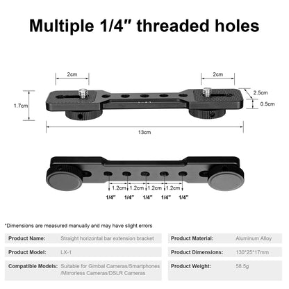 FOMITO LX-1 Dual Camera Mount Extension Bar for Vlog & Live Stream