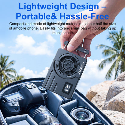 Fomito FS-08 Semiconductor Camera Cooler with Temperature Display & 2200mAh Battery - Instant Cooling Fan System for Sony, Canon, Fujifilm, Nikon Vloggers & Filmmakers