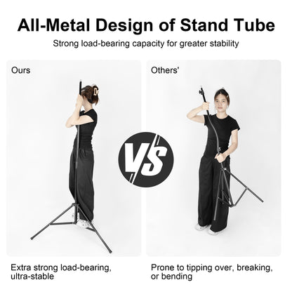 FOMITO 110" / 2.8M Heavy Duty Aluminum Light Stand, Spring Cushioned Studio Photographic Tripod with 1/4" Screw, Max Load 17.6 lbs/8kg for Softbox, Flash, Projector & Monitor, Model FMT-DJ-TH280