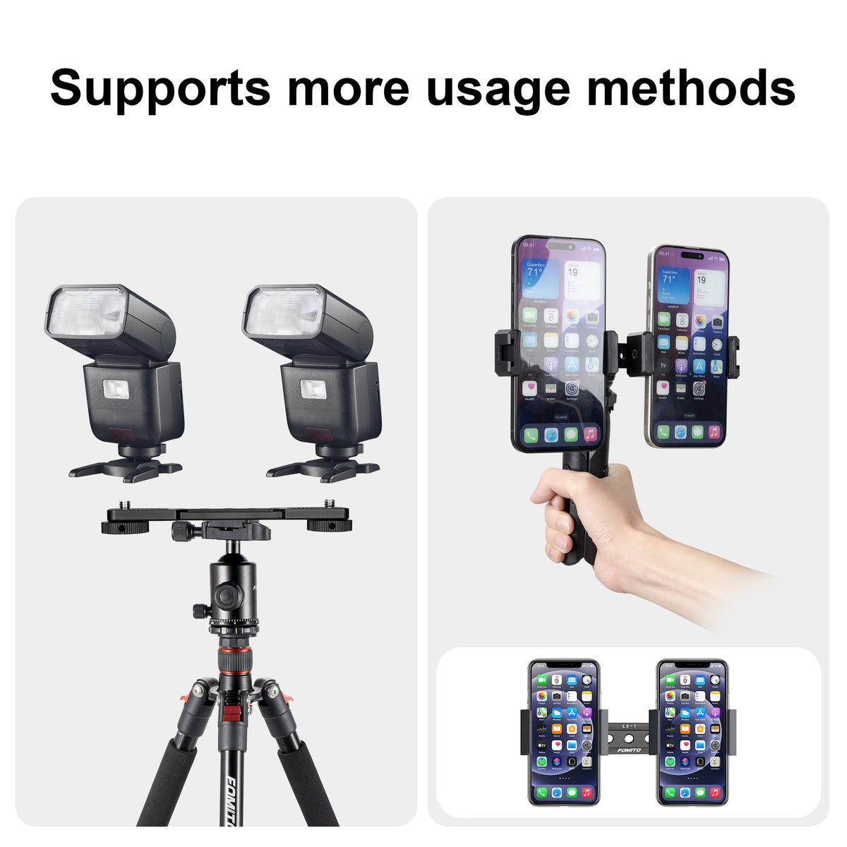 FOMITO LX-1 Dual Camera Mount Extension Bar for Vlog & Live Stream