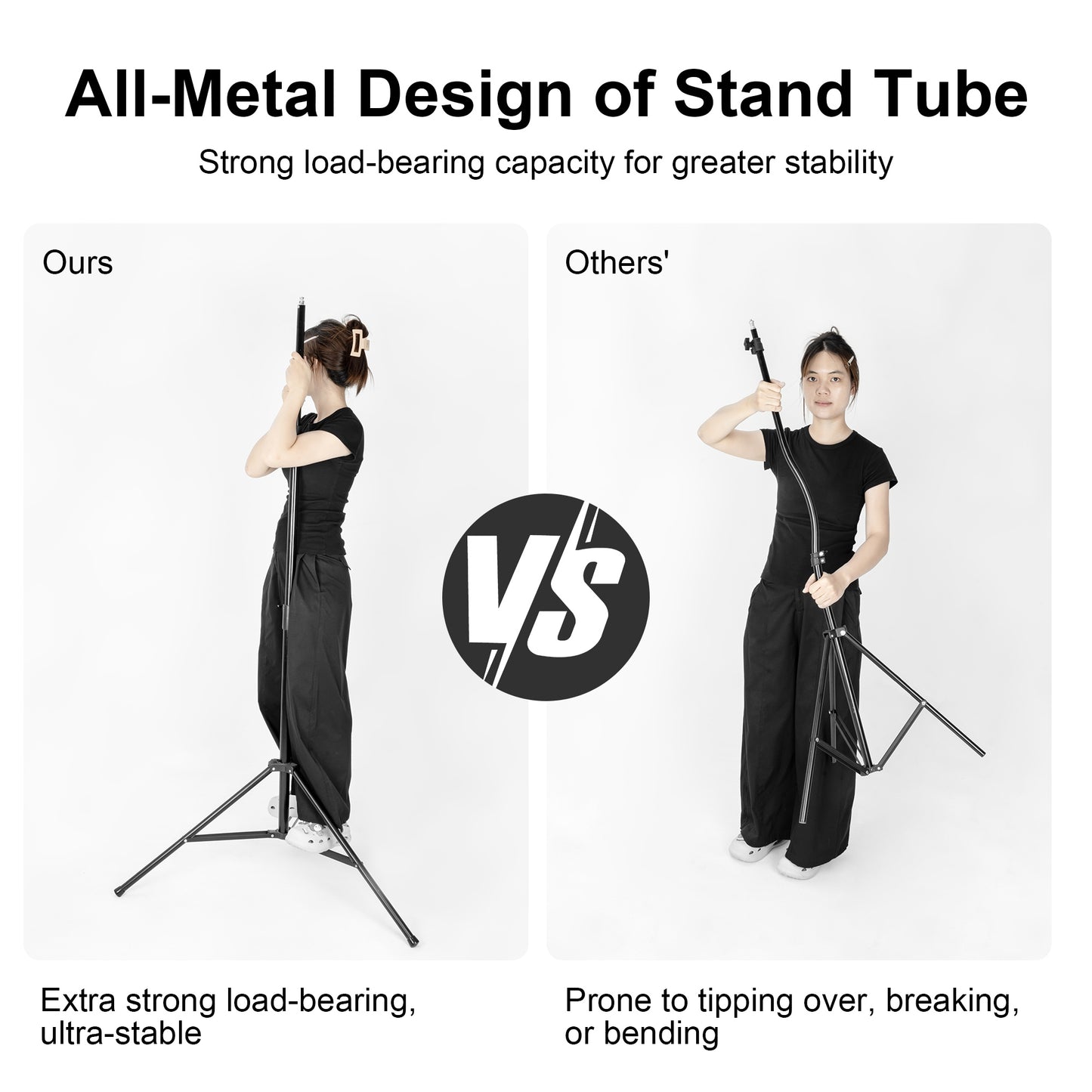 FOMITO 110" / 2.8M Air-Cushioned Heavy Duty Light Stand, Professional Aluminum Studio Photography Tripod with 1/4" Screw, Max Load 17.6 lbs/8kg for Softbox, Strobe Light & Video Lights (Model FMT-DJ-QD280)