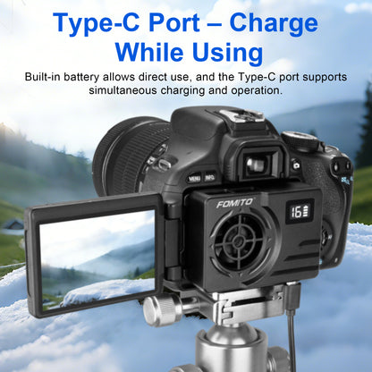 Fomito FS-08 Semiconductor Camera Cooler with Temperature Display & 2200mAh Battery - Instant Cooling Fan System for Sony, Canon, Fujifilm, Nikon Vloggers & Filmmakers