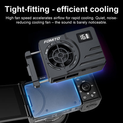 Fomito FS-08 Semiconductor Camera Cooler with Temperature Display & 2200mAh Battery - Instant Cooling Fan System for Sony, Canon, Fujifilm, Nikon Vloggers & Filmmakers