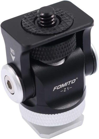Fomito - Z1 Mini Ball Head - Tripod Head with Lock and Hot Shoe Adapter,can Swiveled 360° and Tilted 180° with 1/4 inch Screw for LED Light,Monitor,Camcorders,Cell Phone,Flash Bracket,DSLR Cameras - F0001/F0002/F0003