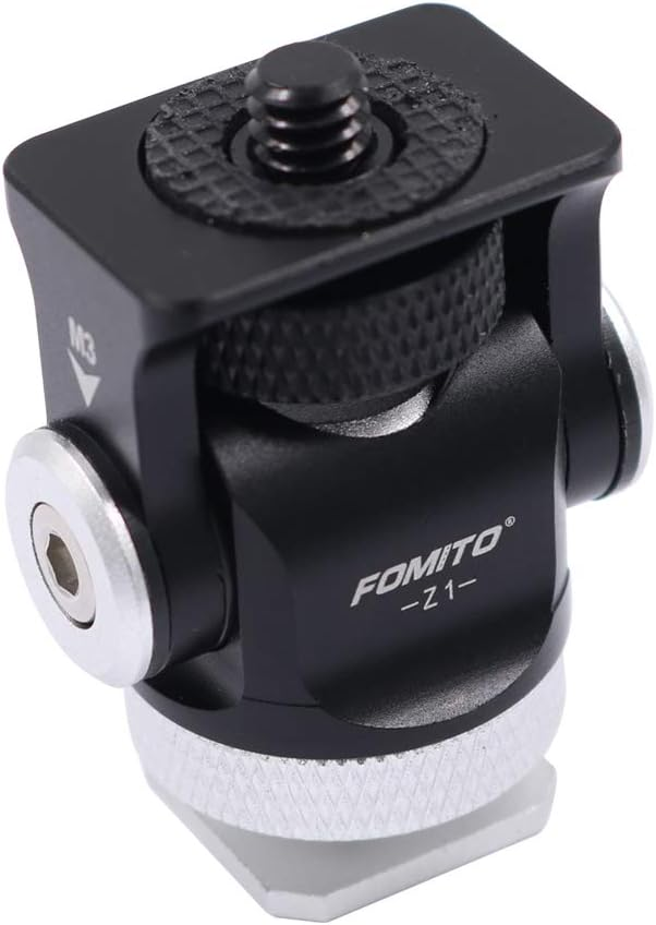 Fomito Mini Ball Head - Tripod Head with Lock and Hot Shoe Adapter,can Swiveled 360° and Tilted 180° with 1/4 inch Screw for LED Light,Monitor,Camcorders,Cell Phone,Flash Bracket,DSLR Cameras - Z1