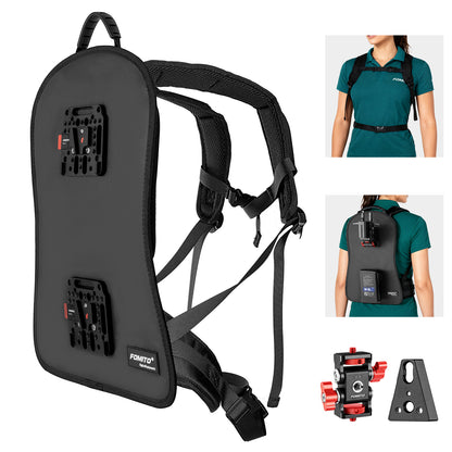 Fomito BB-03 Wearable V-Mount Backpack Rig with VK-01 Quick Release Plates for DJI Transmission, Wireless Monitors & V-Lock Batteries