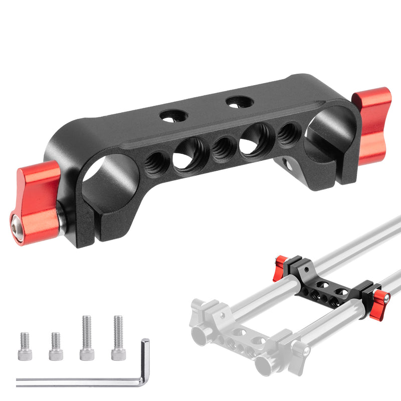 Fomito PJ-03 Pipe Clamp for V-Mount Quick Release Plate, Slide Rail with 1/4" and 3/8" Screw Holes (Fit to Tube Size Max 15mm / 0.59inch)