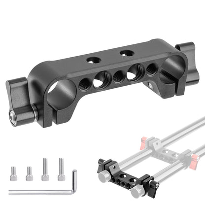 Fomito PJ-03BL Pipe Clamp for V-Mount Quick Release Plate, Slide Rail with 1/4" and 3/8" Screw Holes (Fit to Tube Size Max 15mm / 0.59inch)-F0042/F0197