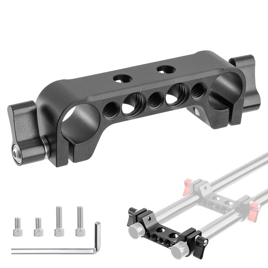 Fomito PJ-03BL Pipe Clamp for V-Mount Quick Release Plate, Slide Rail with 1/4" and 3/8" Screw Holes (Fit to Tube Size Max 15mm / 0.59inch)-F0042/F0197