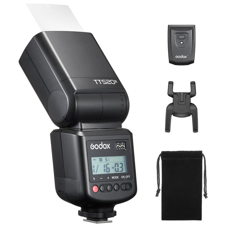 GODOX TT520III Camera Flash - Wireless 433MHz GN33 Camera Flash Speedlite, Built-in Receiver and RT Transmitter Compatible for Canon Nikon Sony Olympus Pentax Fuji DSLR etc Cameras (TT520II Upgraded)