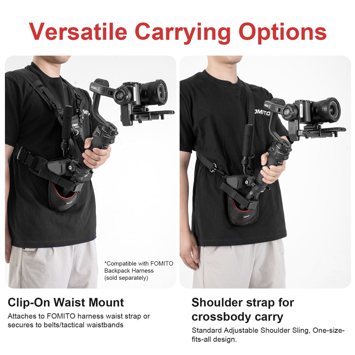 FOMITO Hands-Free Stabilizer Support Bag - Outdoor Vlogging Accessory for Fishing Rod & Wedding Filming | Waterproof Adjustable Strap BT-02