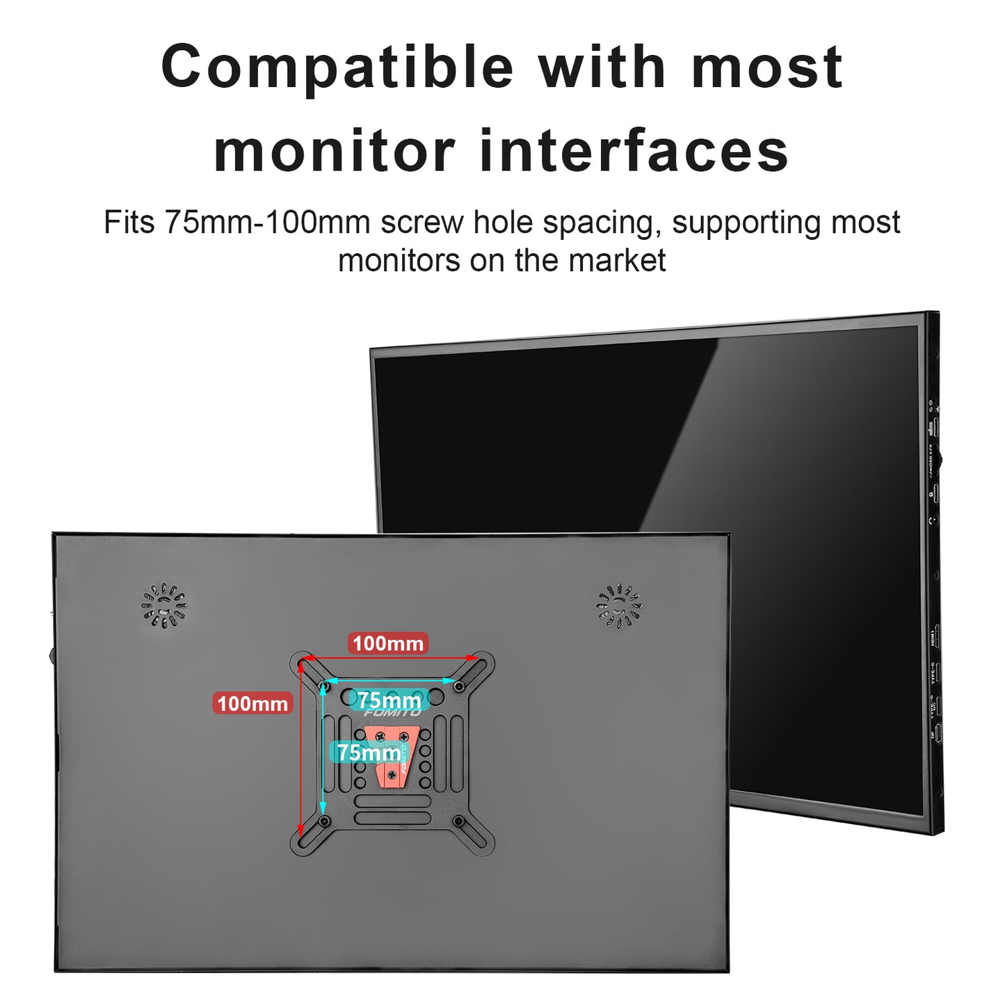 Fomito VESA Monitor Mount Bracket with V-Lock Quick Release for Light Stand & Tripods