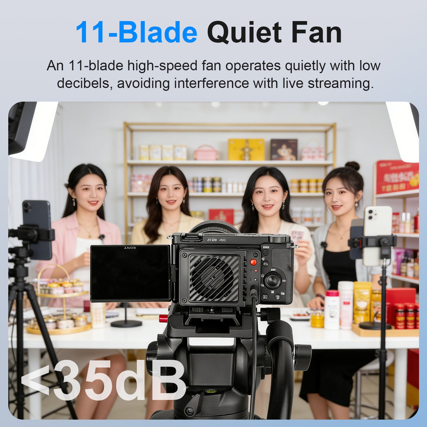 FOMITO FS-A1 Dual Camera Cooling Fan, Low Noise Heat Dissipation for DSLR Mirrorless Camcorder, Ideal for Live Streaming & Video Recording