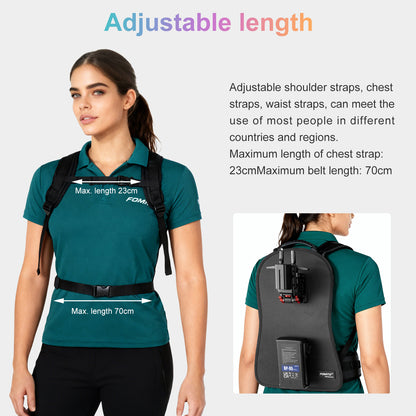 Fomito BB-03 Wearable V-Mount Backpack Rig with VK-01 Quick Release Plates for DJI Transmission, Wireless Monitors & V-Lock Batteries