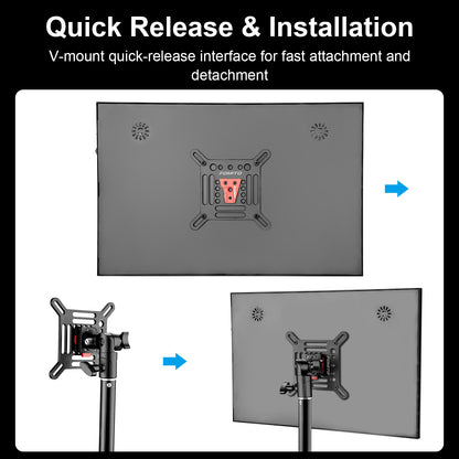 Fomito VESA Monitor Mount Bracket with V-Lock Quick Release for Light Stand & Tripods