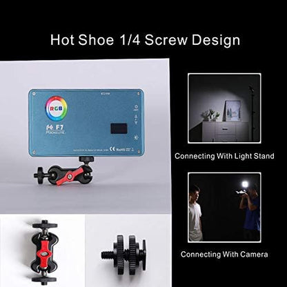 Falcon Eyes F7 12W RGB Led Video Light,Portable Photography Light with Honeycomb Grid and Softbox,CRI 97,2500K-9000K,Magnet Adsorption Function,Multiple Scenario Mode for Live Streaming Video