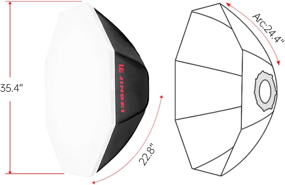 JINBEI 35.4inches/90cm Octagon Softbox Octagonal Speedlite Studio Flash, Portable Umbrella Soft Box for Photo Studio Portrait Product Photography