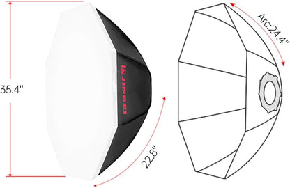 JINBEI 35.4inches/90cm Octagon Softbox Octagonal Speedlite Studio Flash, Portable Umbrella Soft Box for Photo Studio Portrait Product Photography