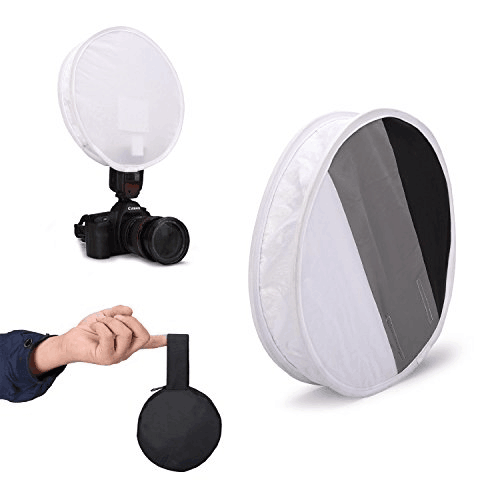 Fomito 31cm Flash Disc Portable Speedlight Softbox & Grey/White/Black Card Board White Balance on DSLR Camera