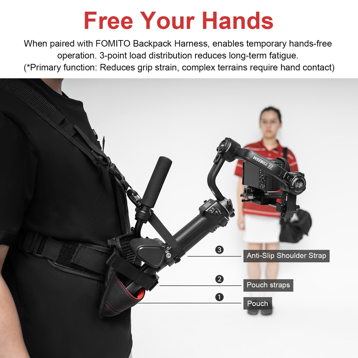 FOMITO Hands-Free Stabilizer Support Bag - Outdoor Vlogging Accessory for Fishing Rod & Wedding Filming | Waterproof Adjustable Strap BT-02