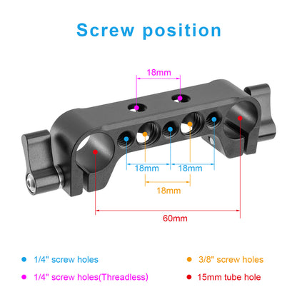 Fomito PJ-03BL Pipe Clamp for V-Mount Quick Release Plate, Slide Rail with 1/4" and 3/8" Screw Holes (Fit to Tube Size Max 15mm / 0.59inch)-F0042/F0197