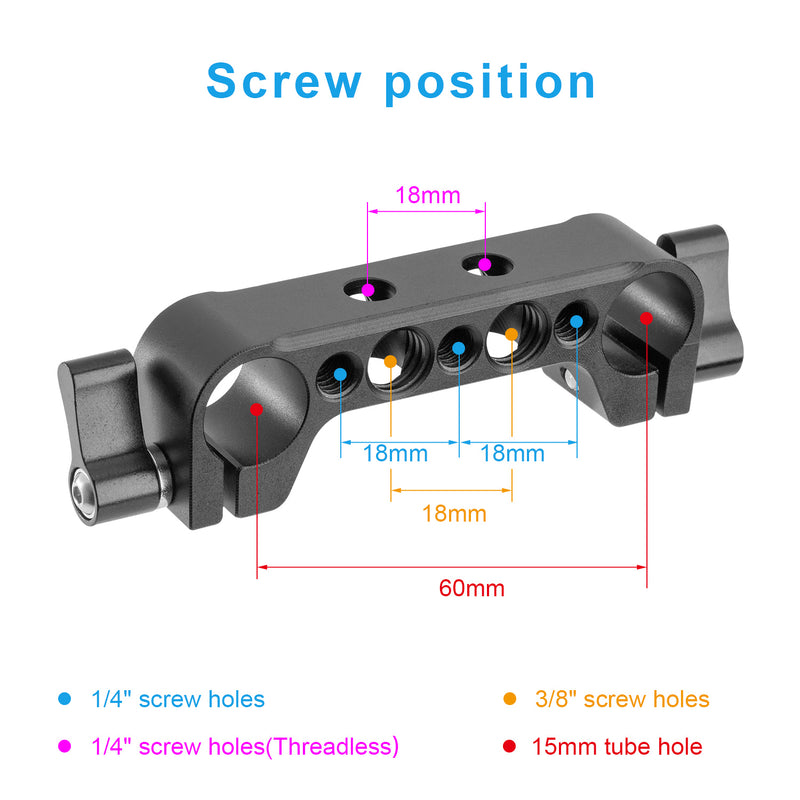 Fomito PJ-03 Pipe Clamp for V-Mount Quick Release Plate, Slide Rail with 1/4" and 3/8" Screw Holes (Fit to Tube Size Max 15mm / 0.59inch)