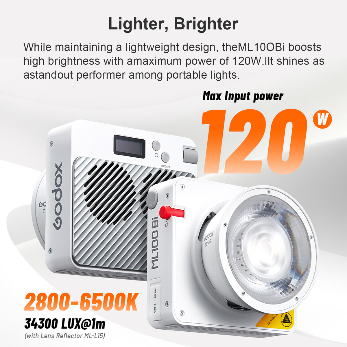 Godox ML100Bi Portable LED Video Light (100W Bi-Color 2800K-6500K)