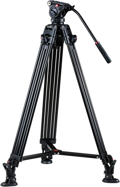 VILTROX Heavy Duty Tripod, 74 Inch Fluid Head Video Tripod, 22lbs Sturdy Heavy-Duty Tripod with QR Plate, Hand Bar, Carrying Bag, Mid-Level Spreader Travel Tripod for DSLR Camcorder (VX-18M II)
