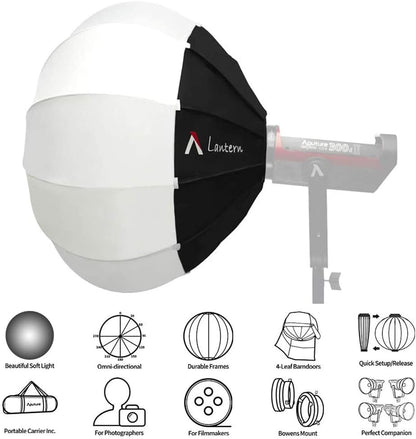 Aputure Lantern Softbox Soft Light Modifier,26inch, Quick-Setup Quick-Folding Aputure Space Light Upgraded for Aputure 300D Mark II 120D 120T 120D Mark II 300X and Other Bowens Mount Light