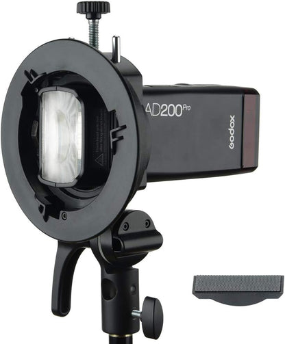Godox S2 Speedlite Bracket for Godox AD200Pro, AD200, AD400Pro, for V1 Round Head Speedlite, V860II / TT685 / TT350 Series, S-Type Bracket Updated Version Bowens Mount Holder