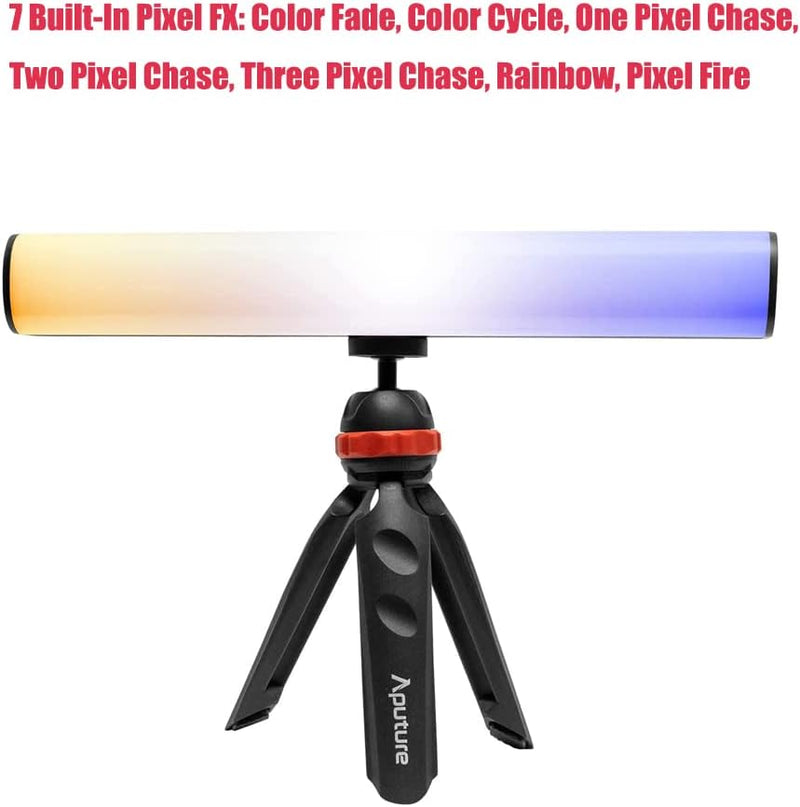 Aputure MT Pro,RGBWW Mini Tube Light,36 Pixel-Mappable,7.5W 2000K to10000K,9 Built-in Battery System FX with Grid and Tripod