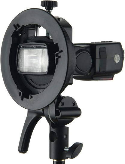 Godox S2 Speedlite Bracket for Godox AD200Pro, AD200, AD400Pro, for V1 Round Head Speedlite, V860II / TT685 / TT350 Series, S-Type Bracket Updated Version Bowens Mount Holder