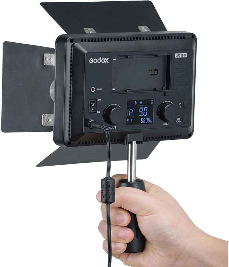 GODOX LF308Bi Bi-Color Temperature LED Flash Light Photography Fill-in Lamp Video Light 3300K-5600K 18W Smartphone APP/ 2.4G Wireless Control with Remote Controller Power Adapter