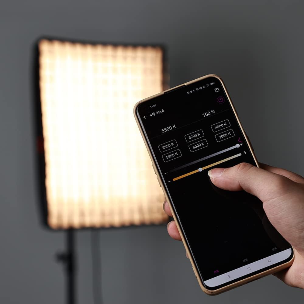 Falcon Eyes RX-24TDX III 220W Roll-Flex LED Light Bi-Color 3000K-5600K IPX8 Waterproof Flexible LED Light with RX-24TDXSBHC II Honeycomb Grid Softbox and 9 Scene Effect Modes, APP Control