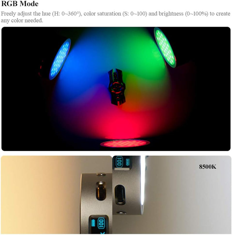 Godox R1 Round RGB Mini Creative Light, with Godox AK-R1 Accessories Kit, CRI 98 TLCI 97, Dimmable 2500K-8500K Full Color Video Light, 14 FX Lighting Effects, Music Mode, Magnetic Quick Install