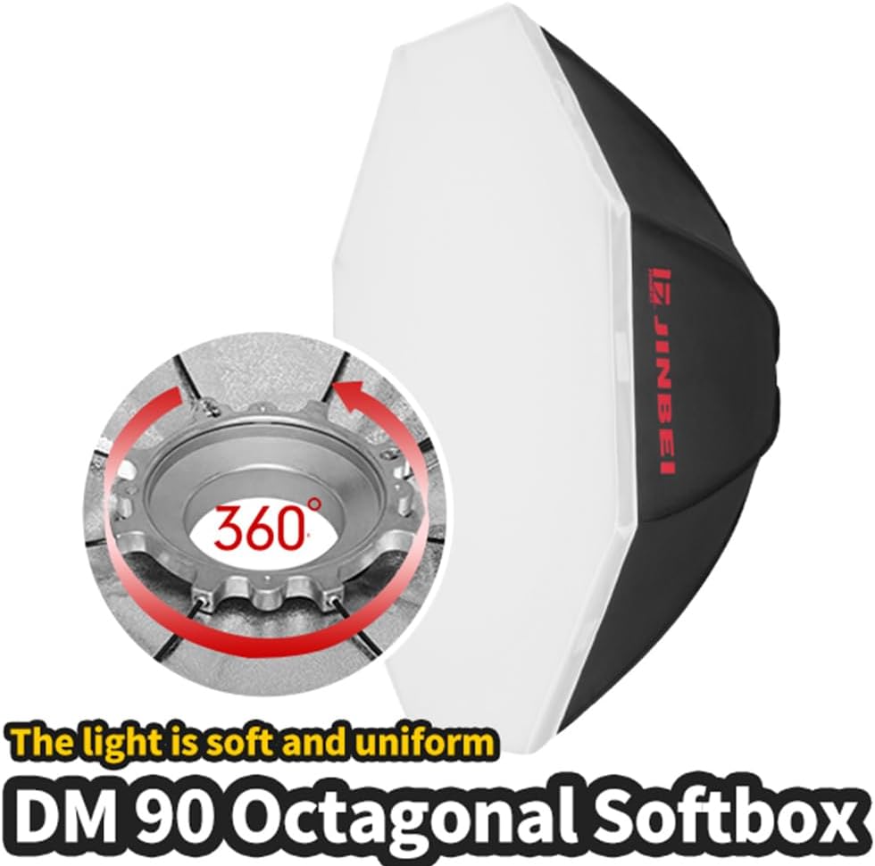 JINBEI 35.4inches/90cm Octagon Softbox Octagonal Speedlite Studio Flash, Portable Umbrella Soft Box for Photo Studio Portrait Product Photography