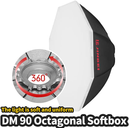 JINBEI 35.4inches/90cm Octagon Softbox Octagonal Speedlite Studio Flash, Portable Umbrella Soft Box for Photo Studio Portrait Product Photography