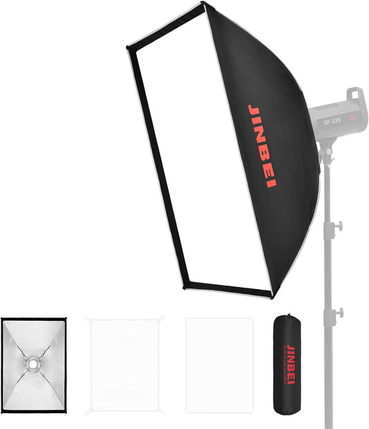 JINBEI Quick Release Rectangular Softbox with Grid and Bowens Mount Speedring 24"x36"(60x90cm)