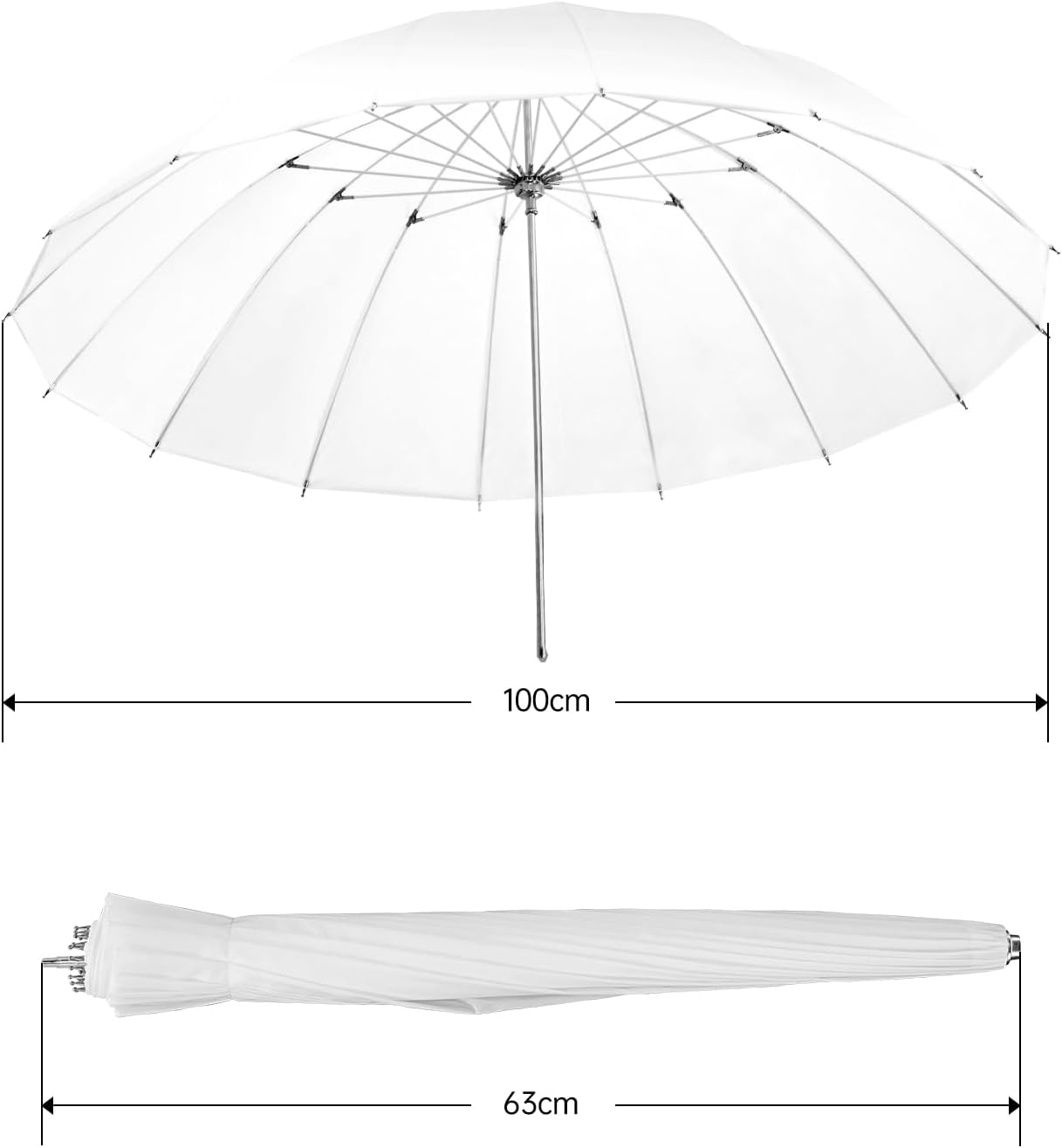 JINBEI 100cm 16-Rib White Studio Soft Light Translucent Shoot Through Umbrella for Photography Video Studio Shooting Speedlite Flash