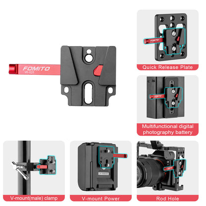Fomito-VK-02 V Mount Battery Plate V Mount Adapter VK-02 V-Mount V-Lock Base Station Quick Release Plate-F0025/F0026/F0027/F0028