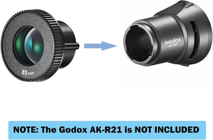 Godox AK-R23 83mm Lens for Godox AK-R21 Projection Attachment for Flash Speedlight Speedlite