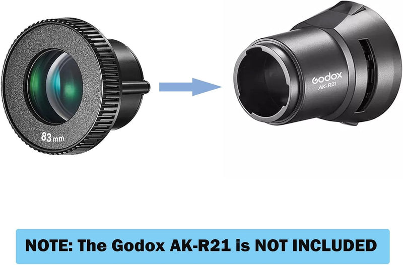 Godox AK-R23 83mm Lens for Godox AK-R21 Projection Attachment for Flash Speedlight Speedlite
