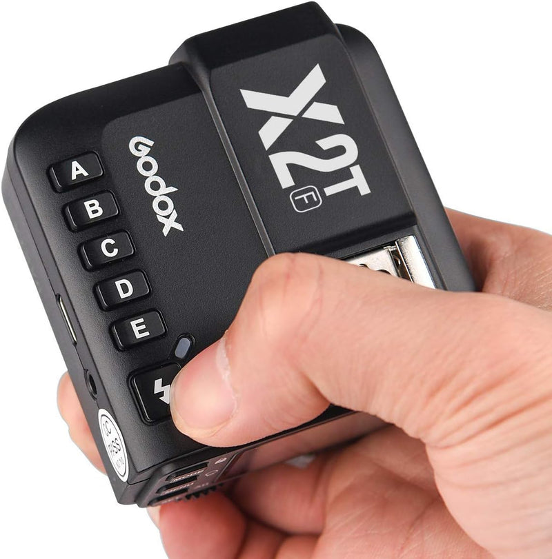 Godox X2T-F TTL Wireless Flash Trigger for Fuji Fujifilm, 1/8000s HSS Bluetooth Connection Supports App Controller, TCM Function, 5 Separate Group Buttons, New Hotshoe Locking, New AF Assist Light