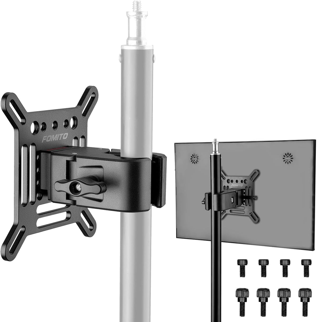 Fomito VESA Monitor Mount Bracket with V-Lock Quick Release for Light Stand & Tripods