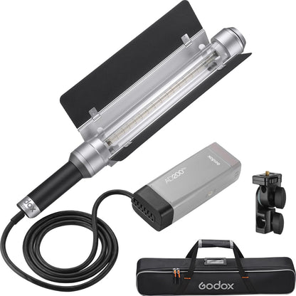 Godox AD-S200 Stick Flash Head 200W 5800K for AD200, AD200Pro and AD200Pro II Pocket Flashes with Barn Door, AD-E2 Flash Holder Metal Bracket and Carry Bag